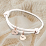 Bracciale personalizzato in pelle con cuori in acciaio inossidabile incisi al laser, design Amici – Motiv 20