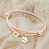 Bracciale personalizzato in pelle con cuori in acciaio inossidabile incisi al laser, design Amici