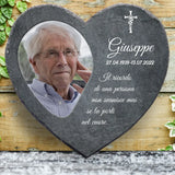 L’amore non finisce mai – Cuore in ardesia personalizzato in ricordo di una persona cara